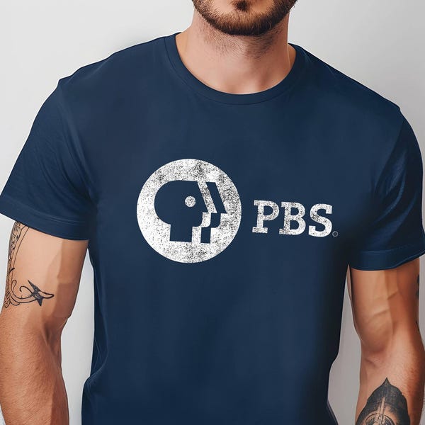 Vintage PBS Logo Tee - Distressed Retro Public Broadcasting Shirt