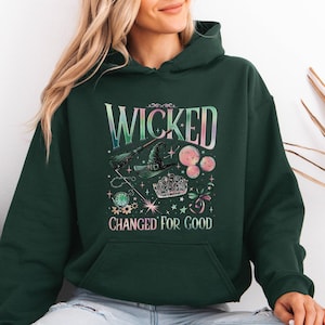 Sweat à capuche Wicked Musical : motif Elphaba et Glinda, sweat-shirt confortable