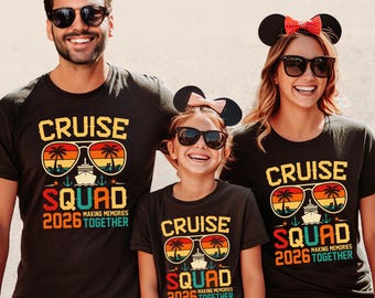 Camiseta y gafas de sol a juego para vacaciones en barco del equipo de cruceros 2026 Bella Canvas 3001