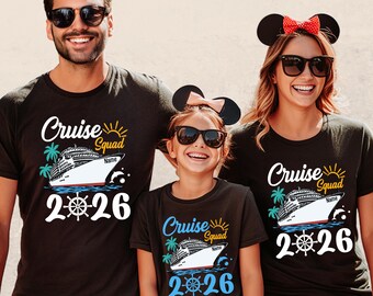Camiseta a juego para cruceros Cruise Squad 2026 con nombre personalizado y colores cómodos (modelo 1717).