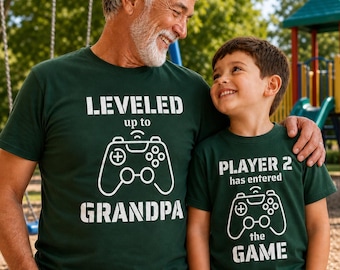 Camisetas a juego para abuelo y nieto: ¡Asciende al nivel de abuelo!