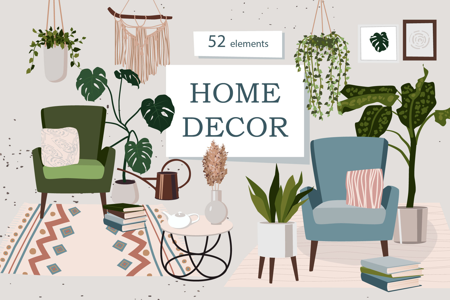 Trendy Home decor clipart Greenery Indoor Plants Furniture Etsy