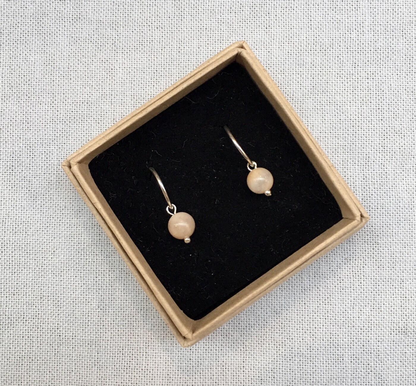 Earrings * moonstone * sterling silver * with gemstone: salmon pink moonstone