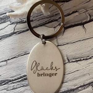 Keychain with engraving &quot;Lucky Charm&quot; stainless steel