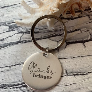 Keychain with engraving &quot;Lucky Charm&quot; stainless steel