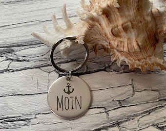 Keychain with engraving "Moin" stainless steel