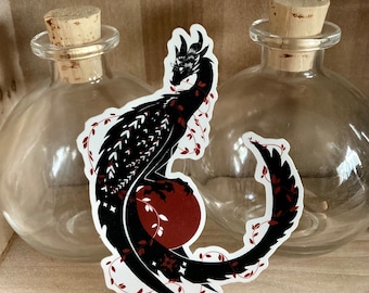 Black, White, Red Holographic Matte Dragon Stickers - 3 pack or individual