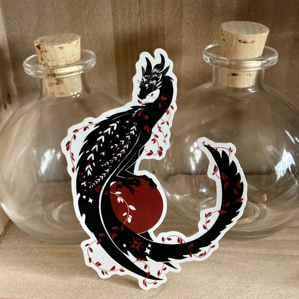Black, White, Red Holographic Matte Dragon Stickers - 3 pack or individual