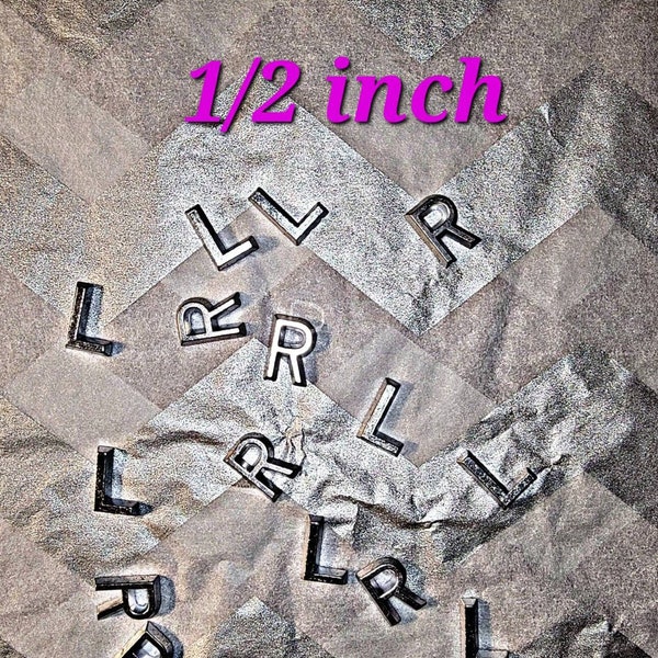 Set of 10 R or L Lead Letters for X-ray Markers - Unmounted Flat Face Lead Letters - 1/2" lead letters - Sold in Packs of 10