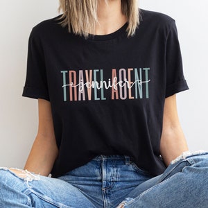 Personalized Travel Agent Shirt, Female Travel Agent Custom Tshirt, Retro Travel Agent Shirt, Travel Agent Woman Shirt, Travel Planner Tee