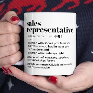 Sales Representative Gift Mug, Funny Definition Sales Person Personalized Coffee Mug Birthday Gift, Appreciation Gift, Thank You Gift