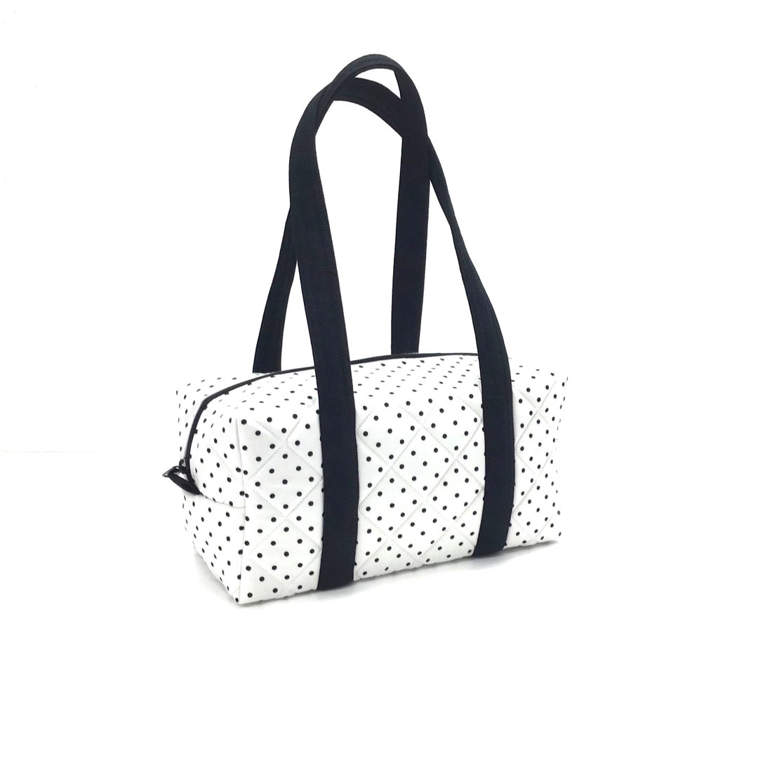 Duffel Bag Small Priscilla's Polka Dot Black in White Fabric size