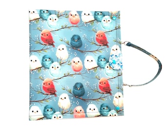 Ultimate project folder travelers case for cross stitch needlework paper piecing embroidery.Removable flossbed & handle- Cute little birds