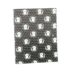 May include: A black fabric case with a repeating pattern of white dogs inside green wreaths and white polka dots. The case has a silver snap closure.