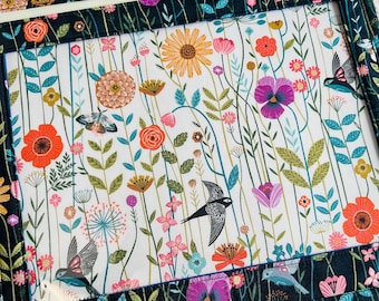 Clear vinyl project bag - Aviary Garden