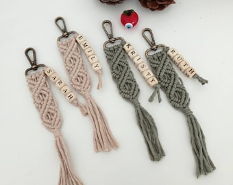 Personalized keychain, macrame name keychain, bridesmaids gift ,wedding gift,thank you for being my bridesmaid,will you be my bridesmaid