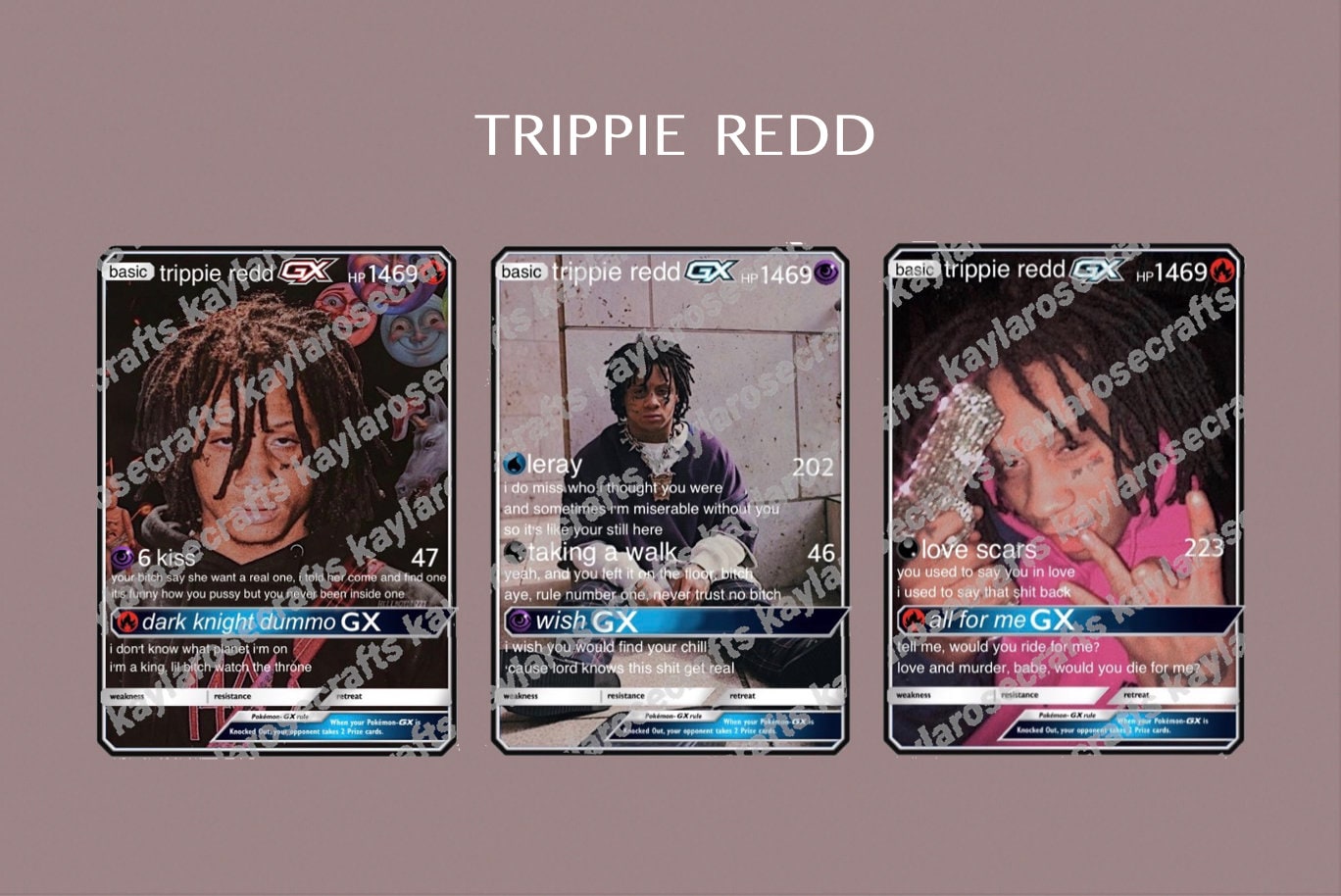 Trippie Redd Custom Holographic Pokmon GX Cards - Etsy