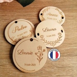 Marque place en bois en forme ronde - Personnalisable, Marque place personnalisé, marque place bois, marque place mariage