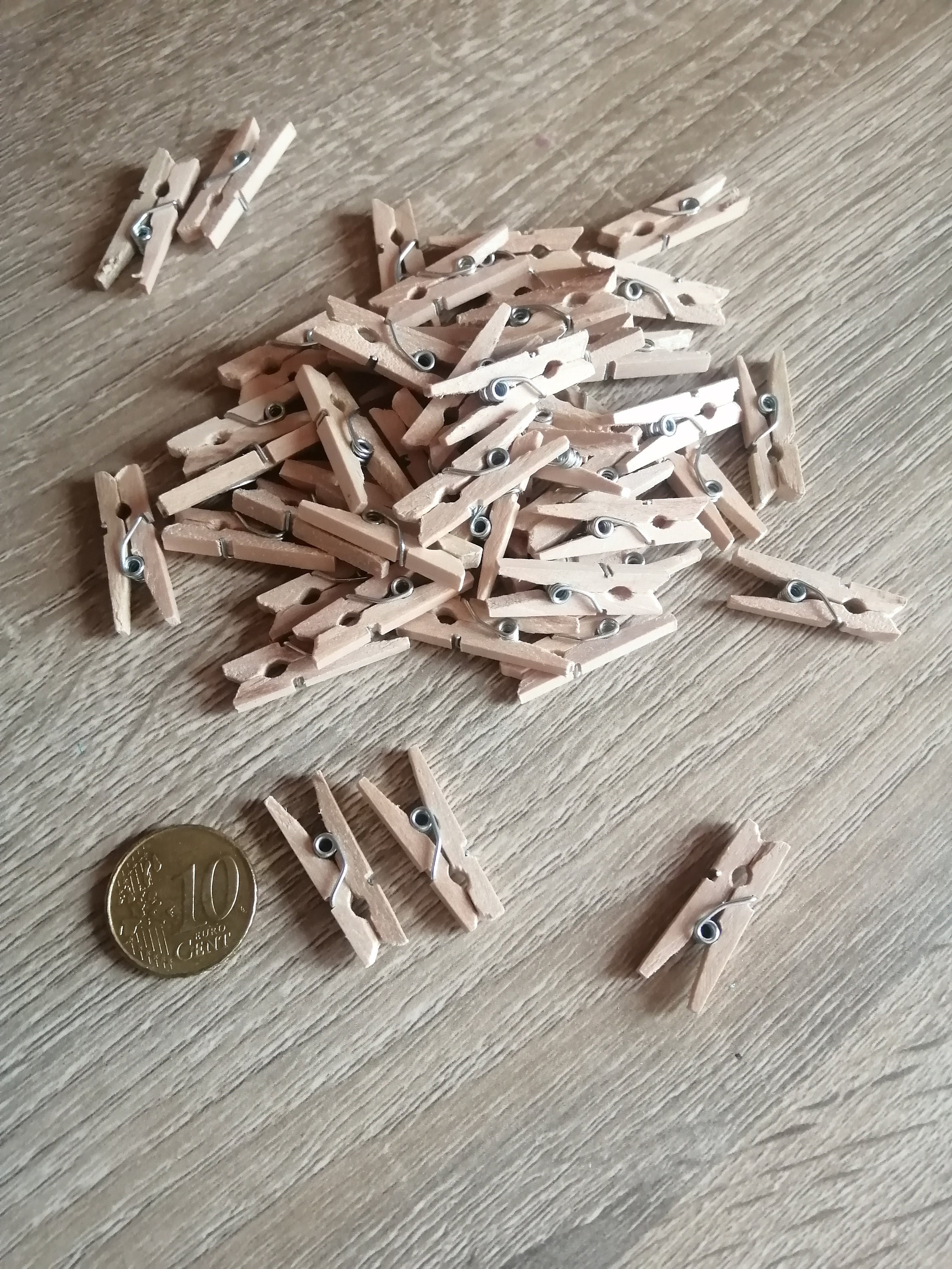 Mini pinces à linge en bois - 3 x 25 mm - 100 pcs - Mini pinces à linge -  Creavea