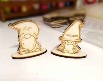 Personalized wooden gnome place marker - Christmas place marker, place marker, personalized Christmas labels, Christmas elf, Christmas gnome