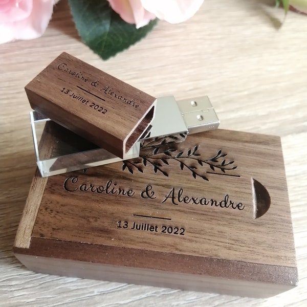 Coffret clé USB de 32Go en bois de Noyer à personnaliser