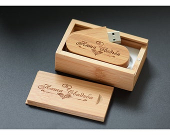 Coffret clé USB de 32Go en bois de Bambou à personnaliser