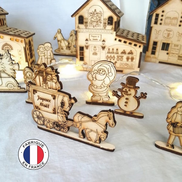 Personnages en bois pour village de noël