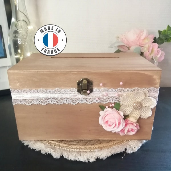 Urne en bois pour carte de mariage, Coffret