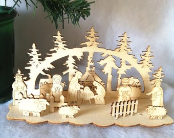 Crèche en bois - 15pc