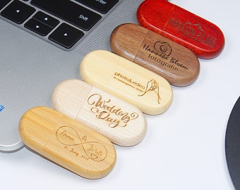 Clé USB en bois ovale à personnaliser