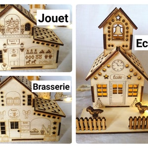 Grande Maison en bois style Boutiques village de noël avec LED image 5
