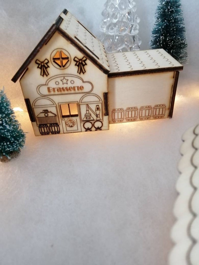Wooden house styled Shops Christmas village