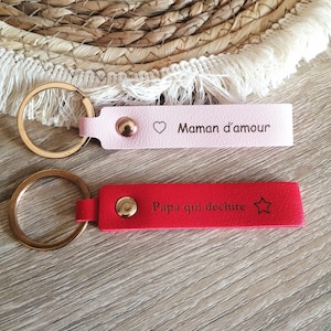 Porte-clé en cuir personnalisé | Cadeau personnalisé, Cadeau Homme, Papa, Parrain, Marraine, Papy, Cadeau noël, Cadeau de noël