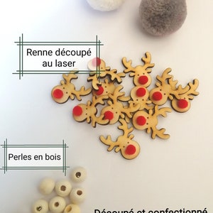 Suspension de noël artisanale Renne pompon, 4pc. image 3