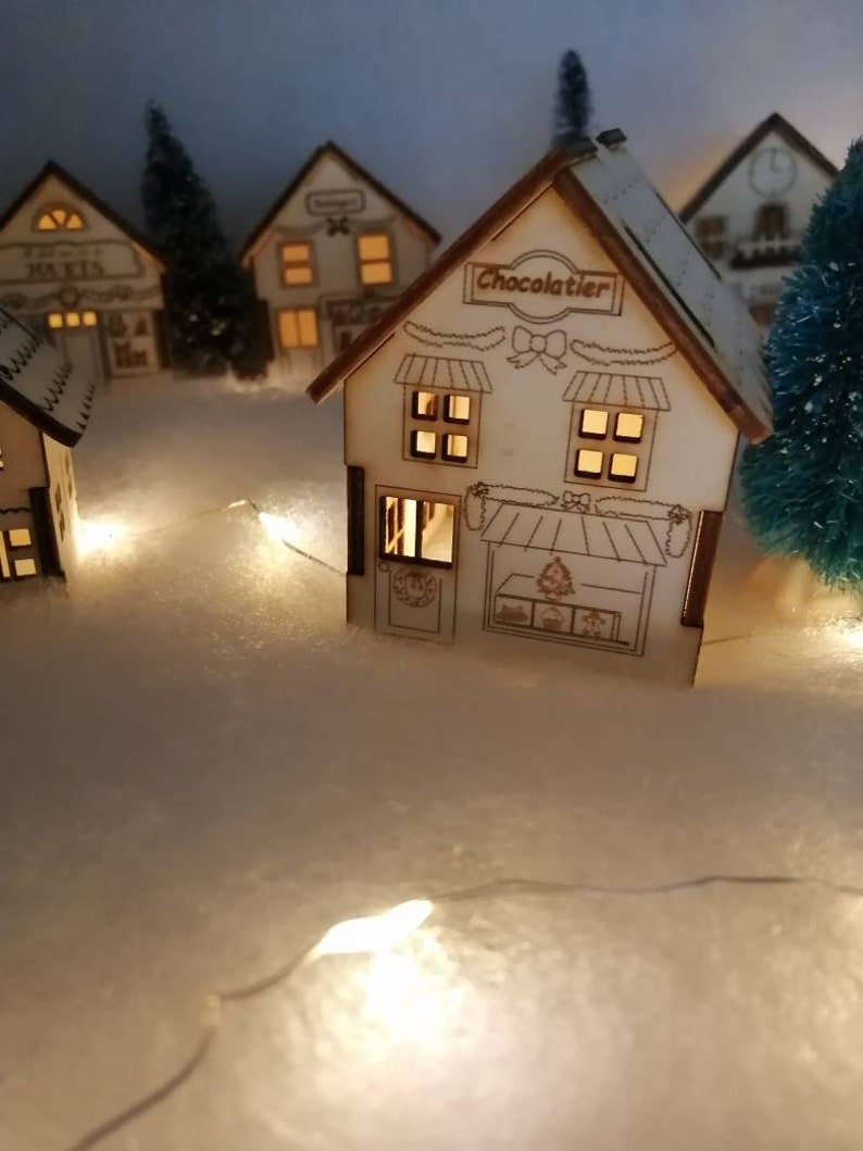 Wooden house styled Shops Christmas village