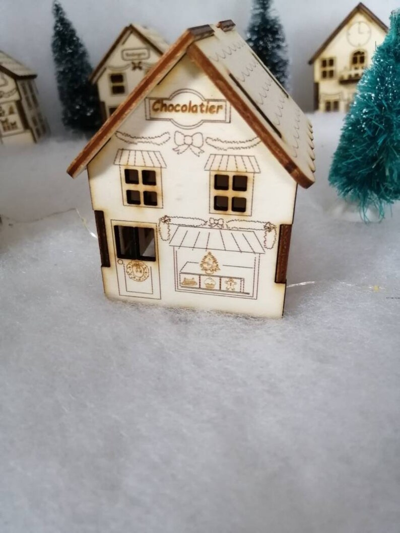 Wooden house styled Shops Christmas village
