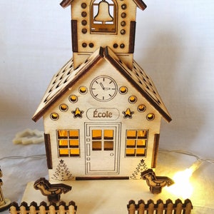 Grande Maison en bois style Boutiques village de noël avec LED image 8