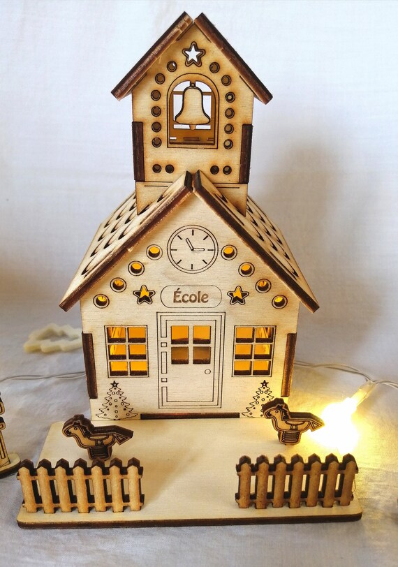 Ancien Village De Noël En Bois – Bâtiments Avec Toits Amovibles