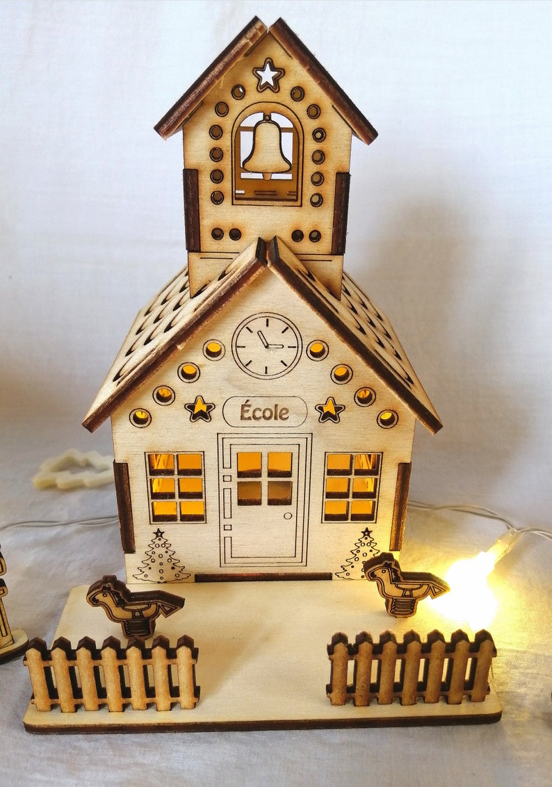 Grande Maison en bois style Boutiques village de noël avec LED image 8