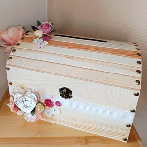 Urne mariage coffre, Boite urne, Urne mariage champêtre, Urne mariage personnalisée, Urne mariage en bois, Urne mariage originale