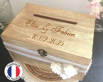 Urne en bois pour carte de mariage, Coffret