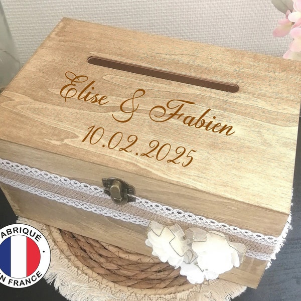 Urne en bois pour carte de mariage, Coffret