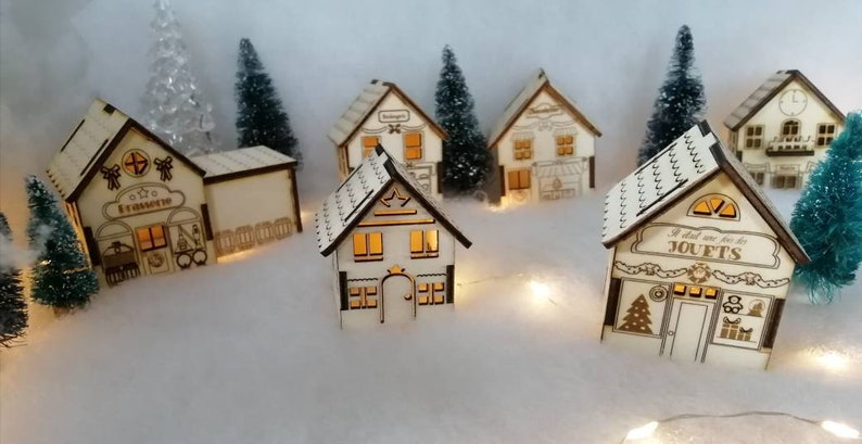 Wooden house styled Shops Christmas village