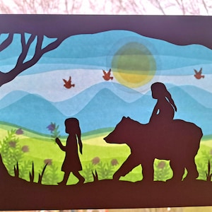 Waldorf Transparent Window Pictures Root Children Flower Child Seasonal Table Seasonal Fairy Tales Snow White and Rose Red