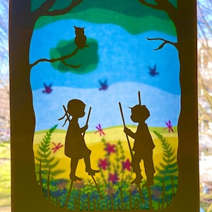 Quadro Waldorf per finestre, trasparente, primavera, estate, tavolo stagionale, Pasqua, scuola materna, parco giochi, imparare a camminare sui trampoli