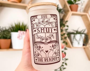 The Reader Smut Cup | Reader Tarot Card | Romance Reader | Bookish Merch | 16oz Glass Tumbler | Iced Coffee Cup | Book Lover Gift