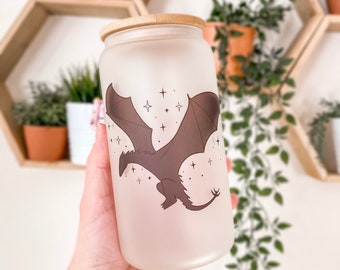 Tazza di vetro Abraxos / Con licenza SJM / Manon Blackbeak / I tredici / Il Trono di Vetro / Tazza da caffè freddo / Bicchiere fantasy / Regalo per amanti dei libri