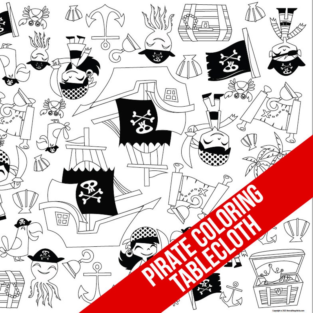 Pirate Coloring Tablecloth - Etsy