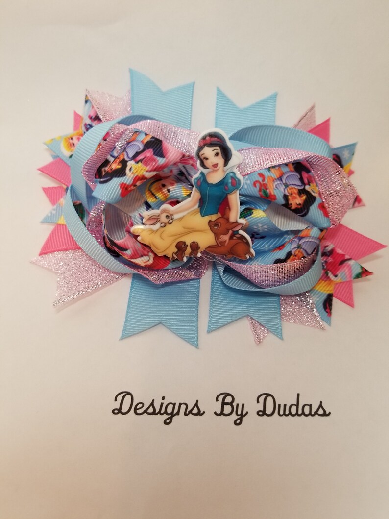 Snow White Hair Bow Disney Inspired Princess Bow Stacked Etsy