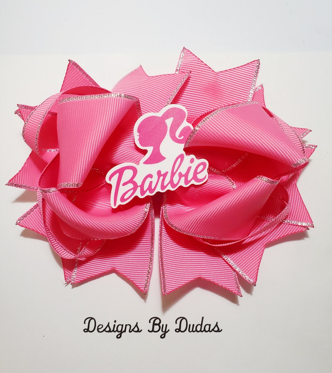 Layered Pink and Glitter Trim Girl's Hairbow With Clip. Etsy